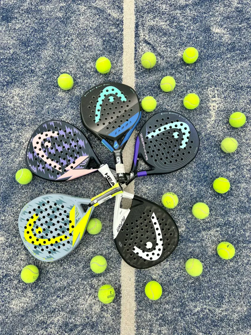 Multiple Padel Rackets with Balls